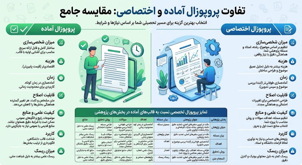 تفاوت پروپوزال آماده و اختصاصی چیست؟ مقایسه صفر تا صد